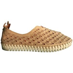 Nurture Tan Leather Perforated Loafer Slip on Lightweight Comfort Shoe 8.5